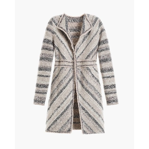 Chico's Sweaters - Chico's 2 (Women's Large) Grey Pattern Long Sweater Cardigan, Wool Blend